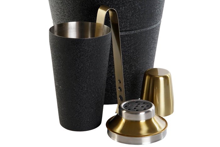 DKD Home Decor Coctel Loft Negro Dorado Inox 22 x 21 x 22 cm Set de 7