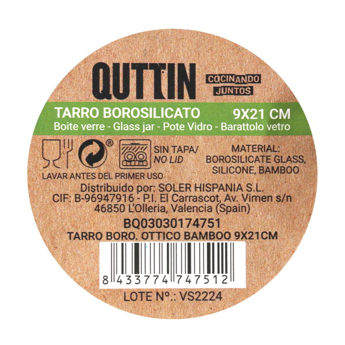 Quttin Tarro Boro. Ottico Bamboo 1050ml (Pack de 12)