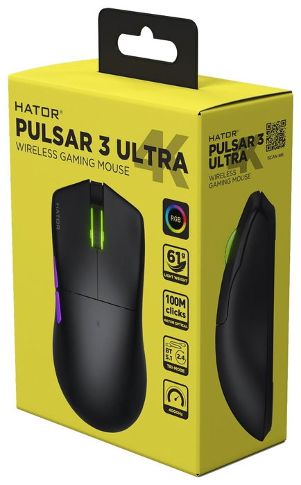 Hator Pulsar 3 Ultra 4K Wireless HTM680 Ratón láser gaming negro 30000 DPI Hator Pulsar 3 Ultra 4K Wireless HTM680 Ratón láser gaming negro 30000 DPI