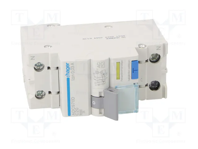 HAGER RCBO Disyuntor Diferencial 20A 30mA 240VAC 1+N HAGER RCBO Disyuntor Diferencial 20A 30mA 240VAC 1+N