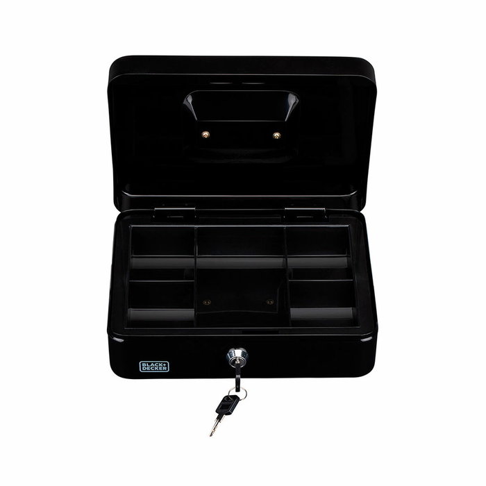 Black+Decker Caja de caudales con 5 divisiones y 2 llaves, 25 x 8,5 x 18 cm