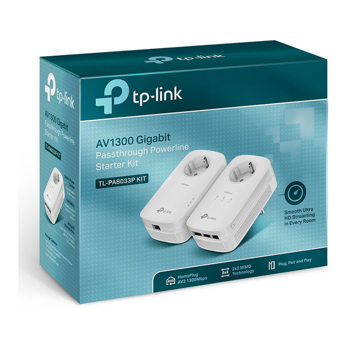TP-LINK TL-PA8033P KIT Kit Powerline Station, Adaptador WiFi PLC, Blanco