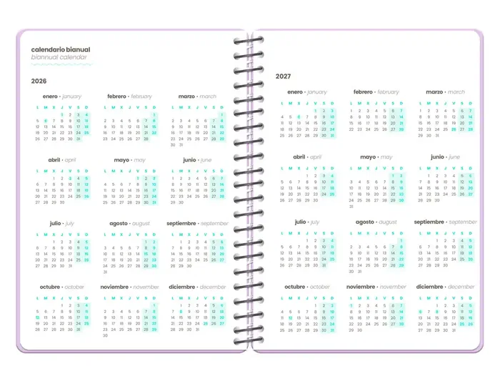 Liderpapel Agenda Escolar 2026-2027 Fantasy F A6+ Semana Vista Espiral Bilingüe Teens - Sacapuntas