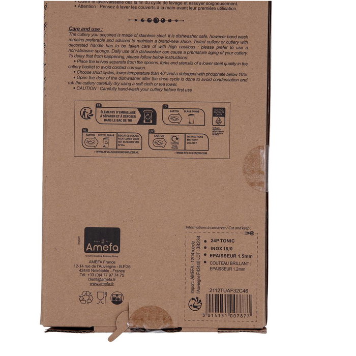 24 Cubiertos Inox y Mango Abs Tonic Pradel 1,5 mm