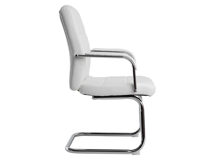 Q-connect Silla de Escritorio Pia Ve Simil Piel Blanca, Base Metálica, Uso Dirección, Dimensiones 1050x610x680mm
