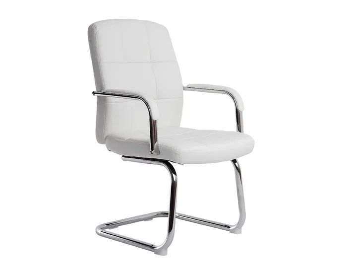 Q-connect Silla de Escritorio Pia Ve Simil Piel Blanca, Base Metálica, Uso Dirección, Dimensiones 1050x610x680mm