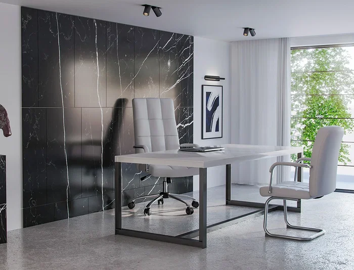 Q-connect Silla de Escritorio Pia Ve Simil Piel Blanca, Base Metálica, Uso Dirección, Dimensiones 1050x610x680mm