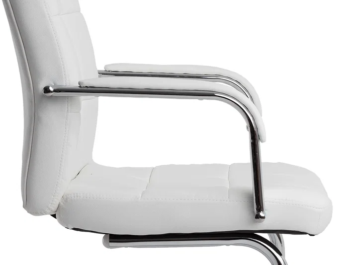 Q-connect Silla de Escritorio Pia Ve Simil Piel Blanca, Base Metálica, Uso Dirección, Dimensiones 1050x610x680mm