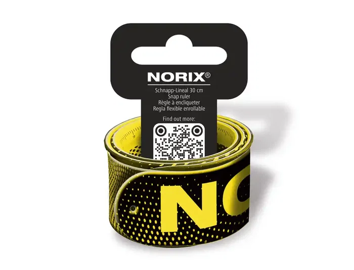 Staedtler Regla Norix 565 30 Flexible Enrollable 30 cm, 2 en 1 (Regla y Pulsera), Color Surtido (Amarillo, Coral, Turquesa) - Expositor de 12 Unidades