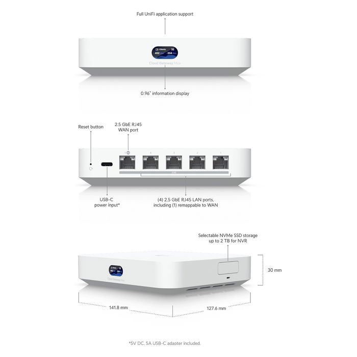 Ubiquiti Router Cloud Gateway Max UCG-Max Procesador ARM Cortex-A53 1.5GHz Memoria 3GB SSD 512GB Blanco Ubiquiti Router Cloud Gateway Max UCG-Max Procesador ARM Cortex-A53 1.5GHz Memoria 3GB SSD 512GB Blanco