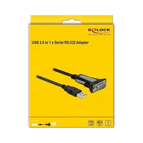 DeLOCK Adaptador USB 2.0 Tipo-A a 1 x serie RS-232 DB9, 4 m DeLOCK Adaptador USB 2.0 Tipo-A a 1 x serie RS-232 DB9, 4 m