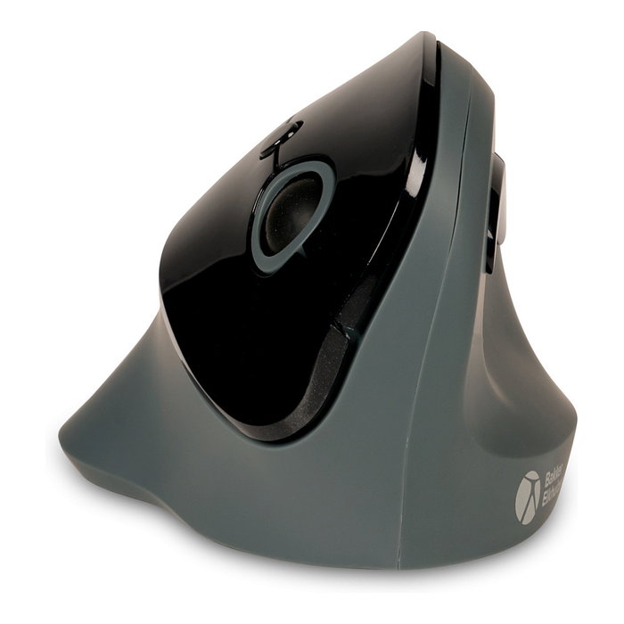 BakkerElkhuizen PRF Ratón Inalámbrico Vertical para Mano Derecha, Óptico 1600 DPI, 6 Botones, RF 2.4G, Negro y Gris