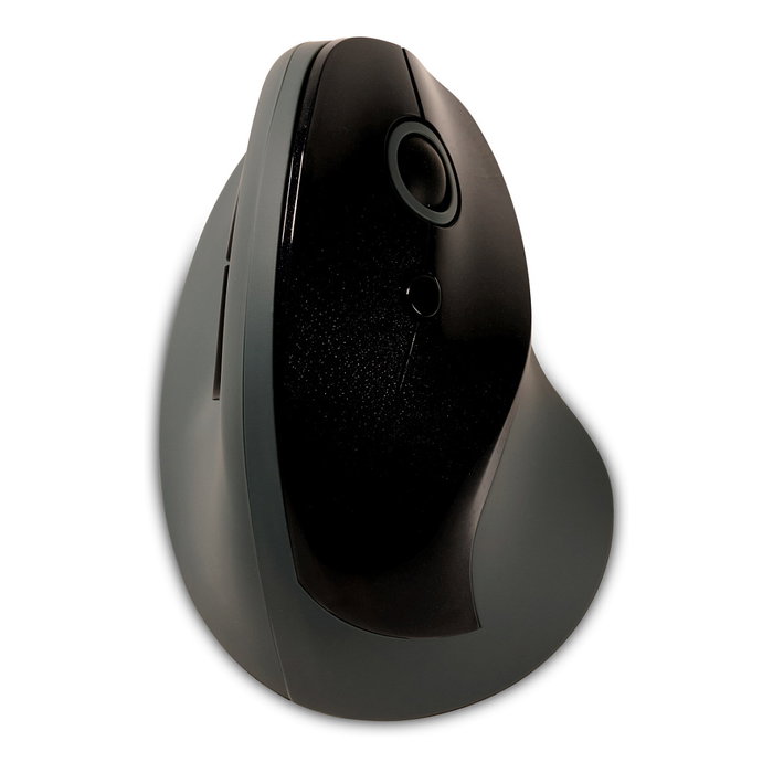 BakkerElkhuizen PRF Ratón Inalámbrico Vertical para Mano Derecha, Óptico 1600 DPI, 6 Botones, RF 2.4G, Negro y Gris