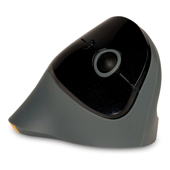 BakkerElkhuizen PRF Ratón Inalámbrico Vertical para Mano Derecha, Óptico 1600 DPI, 6 Botones, RF 2.4G, Negro y Gris
