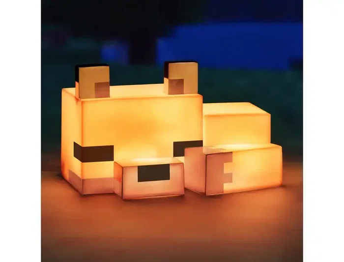 Wondee Lámpara Minecraft Fox Decoración Baby Fox Light 16 cm, Oficial, Modelo Zorro Cubico, Luz Ambiental, para Habitación Gamer, Regalo