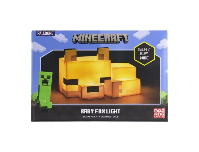 Wondee Lámpara Minecraft Fox Decoración Baby Fox Light 16 cm, Oficial, Modelo Zorro Cubico, Luz Ambiental, para Habitación Gamer, Regalo