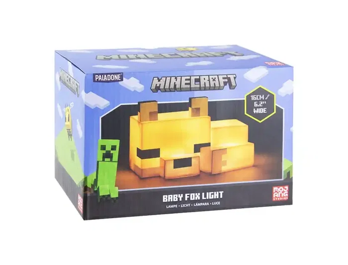Wondee Lámpara Minecraft Fox Decoración Baby Fox Light 16 cm, Oficial, Modelo Zorro Cubico, Luz Ambiental, para Habitación Gamer, Regalo