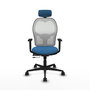PIQUERAS Y CRESPO Silla de oficina Jorquera con mecanismo Sincro/Traslack Azul claro y Blanco
