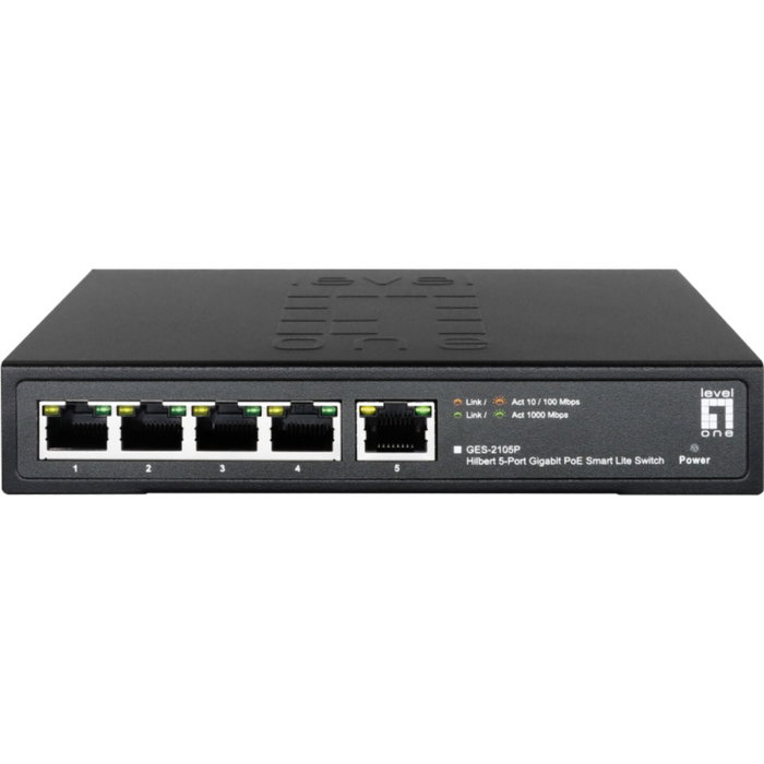 LevelOne GES-2105P Hilbert Switch Gigabit PoE de 5 Puertos (4 PoE+)