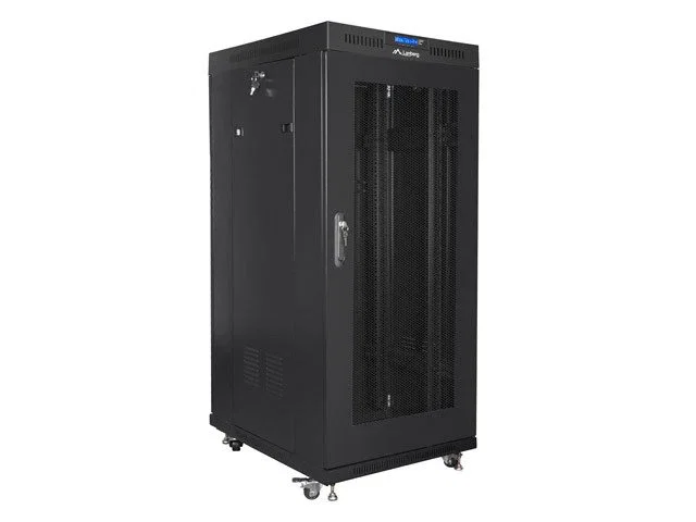 Lanberg FF01-8015-23BL Armario Rack Bastidor 19" de Pie 15U, 800mm Ancho x 1000mm Prof., Puerta Vidrio y Malla, Negro