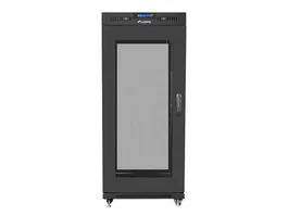 Lanberg FF01-8015-23BL Armario Rack Bastidor 19" de Pie 15U, 800mm Ancho x 1000mm Prof., Puerta Vidrio y Malla, Negro