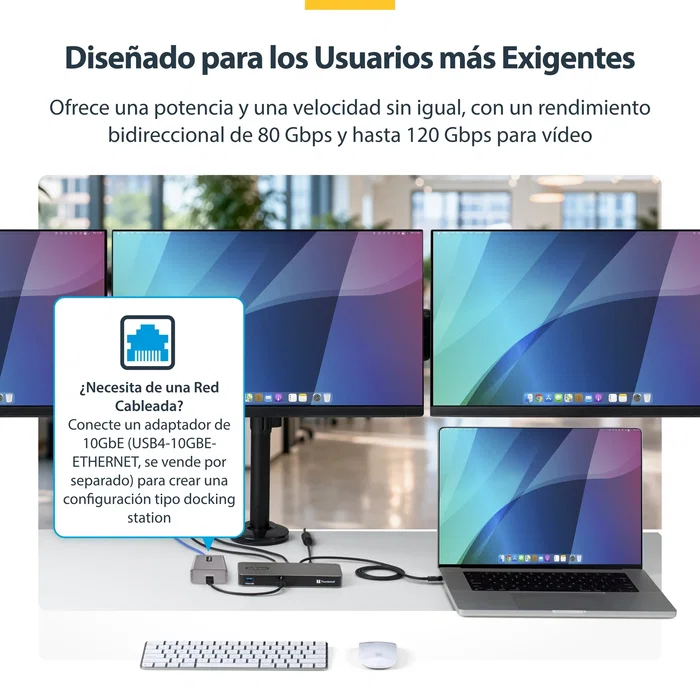 StarTech.com Hub Thunderbolt 5 4 Puertos con KVM Thunderbolt Share