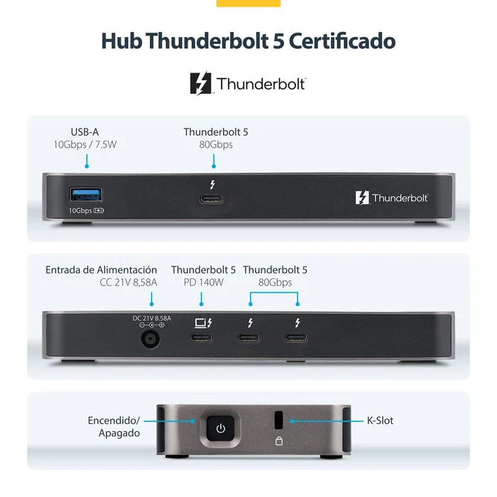 StarTech.com Hub Thunderbolt 5 4 Puertos con KVM Thunderbolt Share