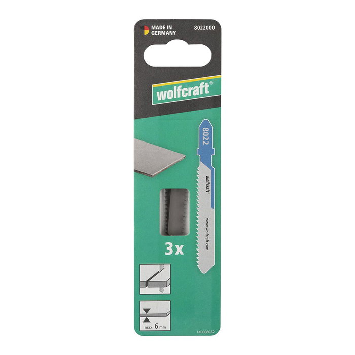 Wolfcraft Hojas de sierra de calar HSS con vástago en T, corte fino, 6 mm, 3 uds Wolfcraft Hojas de sierra de calar HSS con vástago en T, corte fino, 6 mm, 3 uds