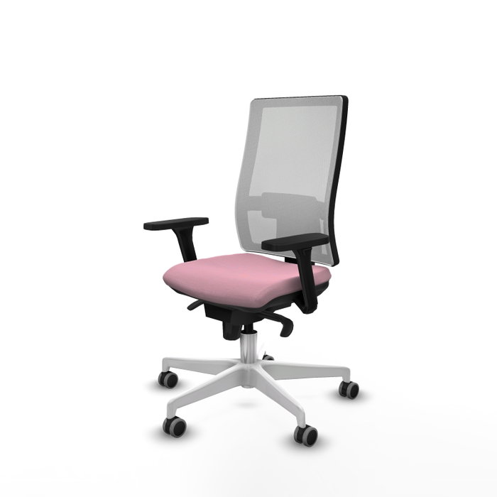 PIQUERAS Y CRESPO Silla de oficina Horna Rosa y Blanco con mecanismo Sincro