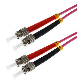 Helos Cable de fibra óptica OM4 Duplex ST/ST 2m Violeta