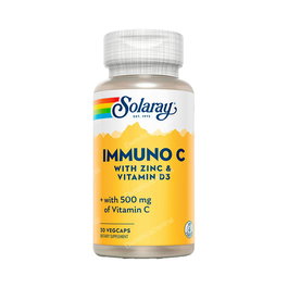 SOLARAY Immuno C +D3+Zn 30Vcap. Vitamina C, D3 y Zinc para el Sistema Inmune