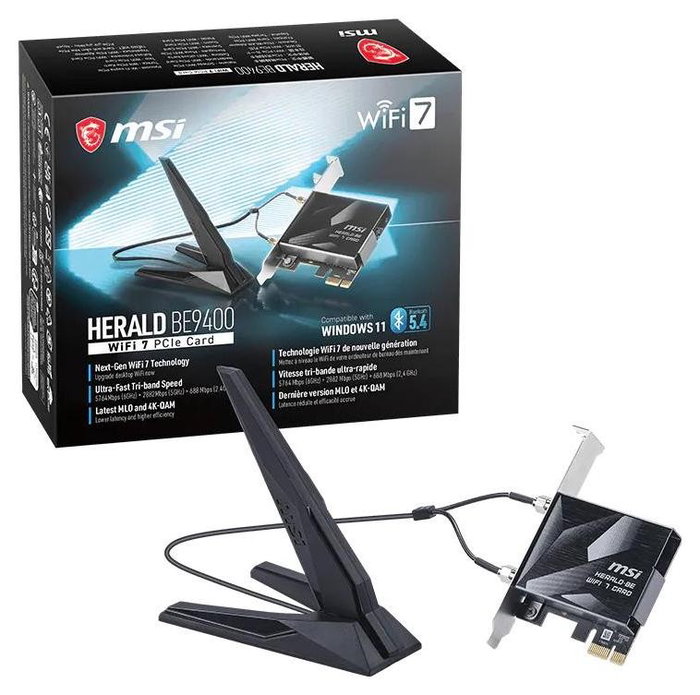 MSI GPBE94 Herald BE9400 Tarjeta PCIe WiFi 7 MSI GPBE94 Herald BE9400 Tarjeta PCIe WiFi 7