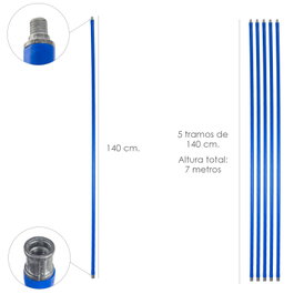 WOLFPACK LINEA PROFESIONAL Mástil Deshollinador 7m (5 tramos de 1,40 m, Ø 20 mm)