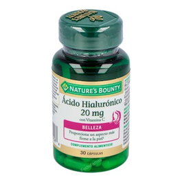 NATURE'S BOUNTY Ácido Hialurónico 20 mg con Vitamina C, 30 Cápsulas, Suplemento para Articulaciones y Piel