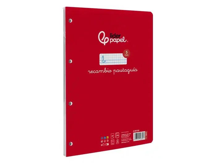 Liderpapel Recambio A4 Cuadriculado Pautado 100 Hojas con Margen y 4 Taladros