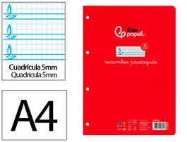 Liderpapel Recambio A4 Cuadriculado Pautado 100 Hojas con Margen y 4 Taladros