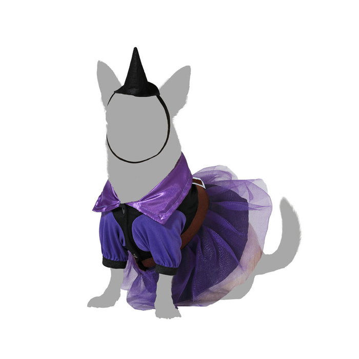 Atosa Disfraz para Mascota Halloween - Bruja, Vestido y Sombrero Violeta Talla L para Perros y Gatos