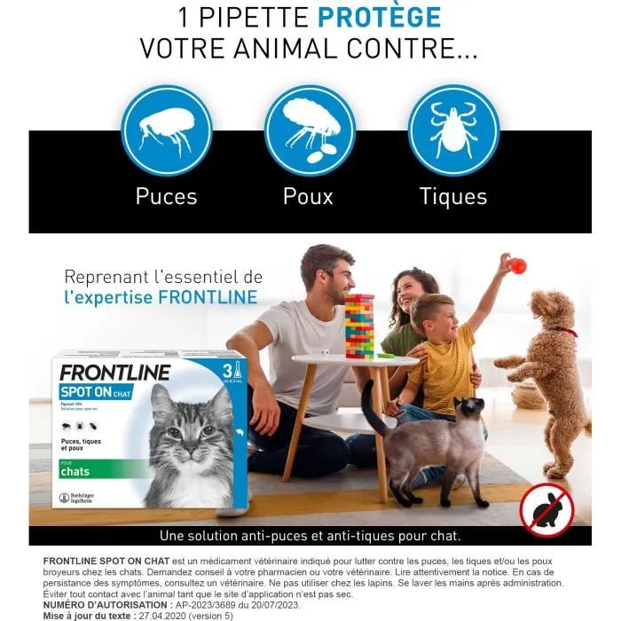 Frontline FRO4064951022906 Pipetas Antiparasitarias para Gatos: Pulgas, Garrapatas y Piojos