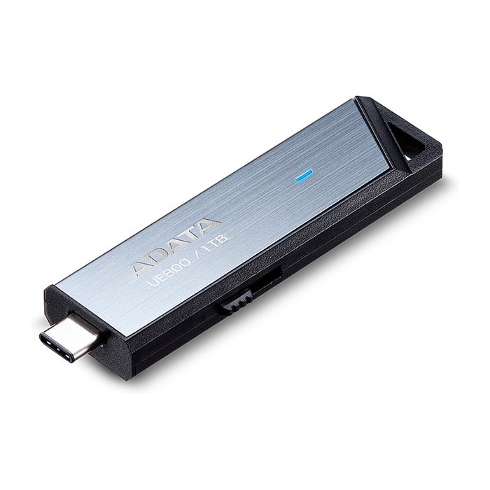 ADATA UE800 1TB Unidad Flash USB, Aluminio Cepillado, USB-C 3.2 Gen 2, Lectura y Escritura hasta 1000 MB/s, Plata