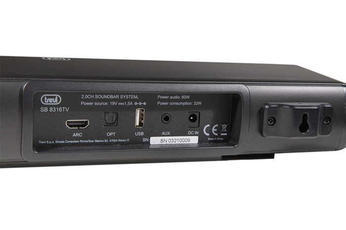 TREVI SB 8312 TV Barra de Sonido Negra 2.0 Canales 30 W Inalámbrico y Cableado