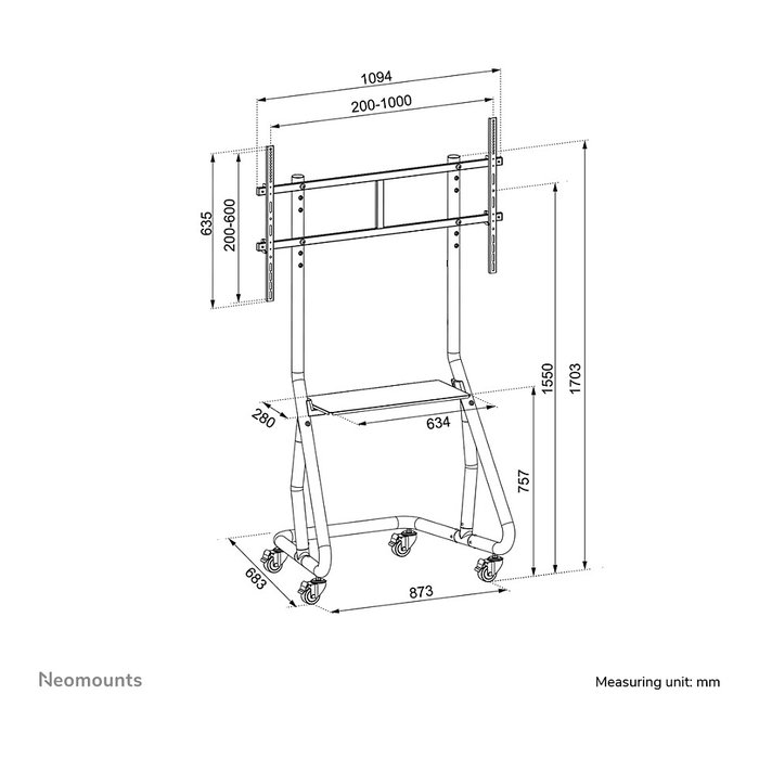 Newstar Neomounts NS-M3800BLACK Carro Móvil para TV de 60-100 pulgadas, Negro Newstar Neomounts NS-M3800BLACK Carro Móvil para TV de 60-100 pulgadas, Negro