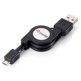 EQUIP Cable USB-A 2.0 a Micro-B 128595 Retráctil 1m Negro