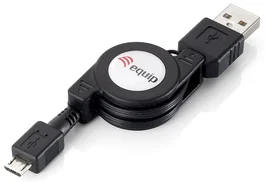Equip 128595 Cable USB 2.0 A a Micro-USB B 1m Negro Retráctil - Velocidad 480 Mbps