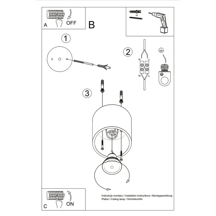 SOL Lámpara de Techo Orbis SOL-SL.0021 Lámpara Cilíndrica Moderna para Salón, Antesala, Dormitorio Blanco SOL Lámpara de Techo Orbis SOL-SL.0021 Lámpara Cilíndrica Moderna para Salón, Antesala, Dormitorio Blanco
