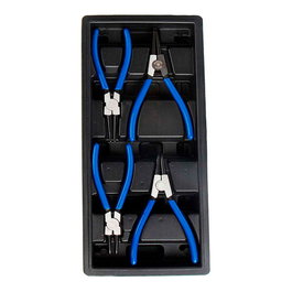 Workpro Alicates para arandelas seguridad serie modular, juego 4 piezas, 180 mm, acero cromo vanadio