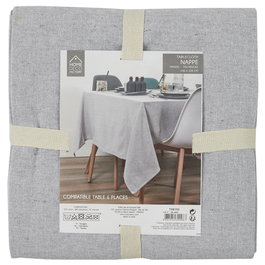 Home Deco Factory Mantel rectangular gris claro 140x250 cm para 6 personas - Algodón, poliéster y viscosa