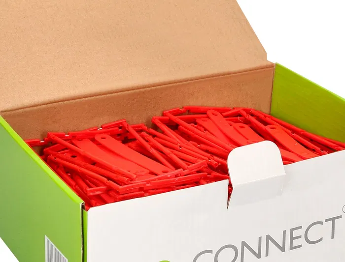 Q-connect Encuadernador Fastener D-Clips Plástico Rojo Caja de 100 Unidades
