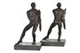 DKD Home Decor Sujetalibros Set 2 Resina Hombre Negro y Cobrizo