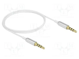 DeLOCK Cable conector estéreo 3,5 mm 4 pines macho a macho Ultra Slim 0,5 m blanco