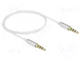 DeLOCK Cable conector estéreo 3,5 mm 4 pines macho a macho Ultra Slim 0,5 m blanco